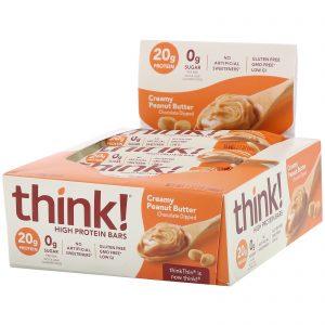 ThinkThin, Barras com alto teor de proteínas, Creamy Peanut Butter, 10 barras, 60 g (2,1 oz) cada