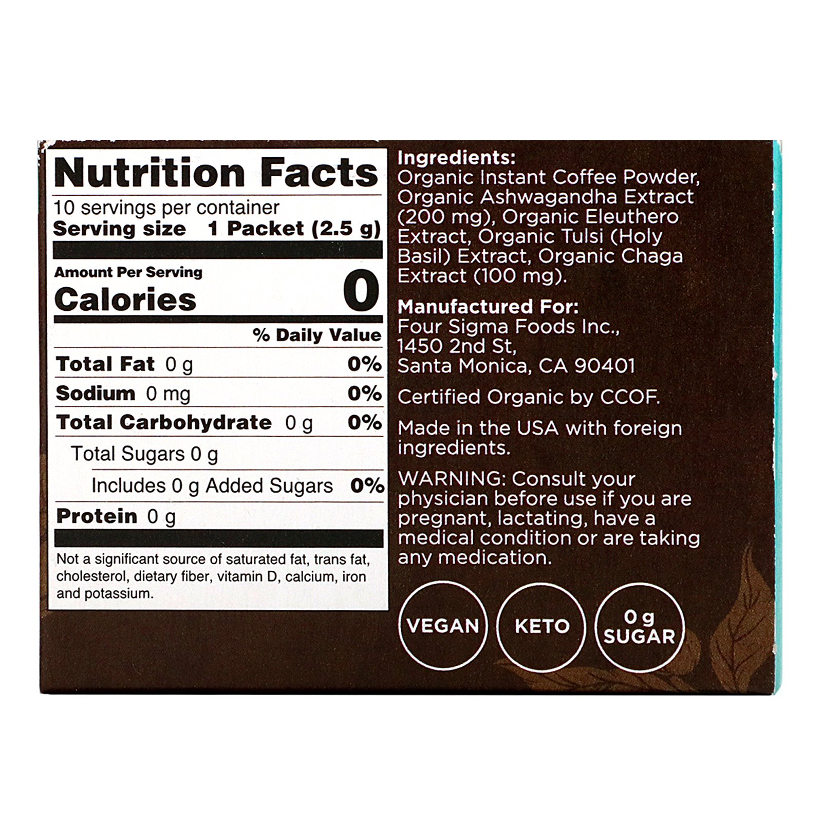 Four Sigmatic, Adaptogen Coffee Mix with Ashwagandha, 10 Packets, 0.09 oz (2.5 g) Each - Imagem 2