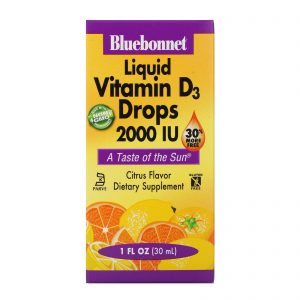 Bluebonnet Nutrition, Gotas de Vitamina D3 Líquida, Sabor Natural de Limão, 2.000 UI, 30 ml (1 fl oz)