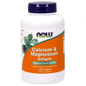Now Foods, Cálcio e Magnésio com Vit. D e Zinco - 120 Cápsulas em Gel