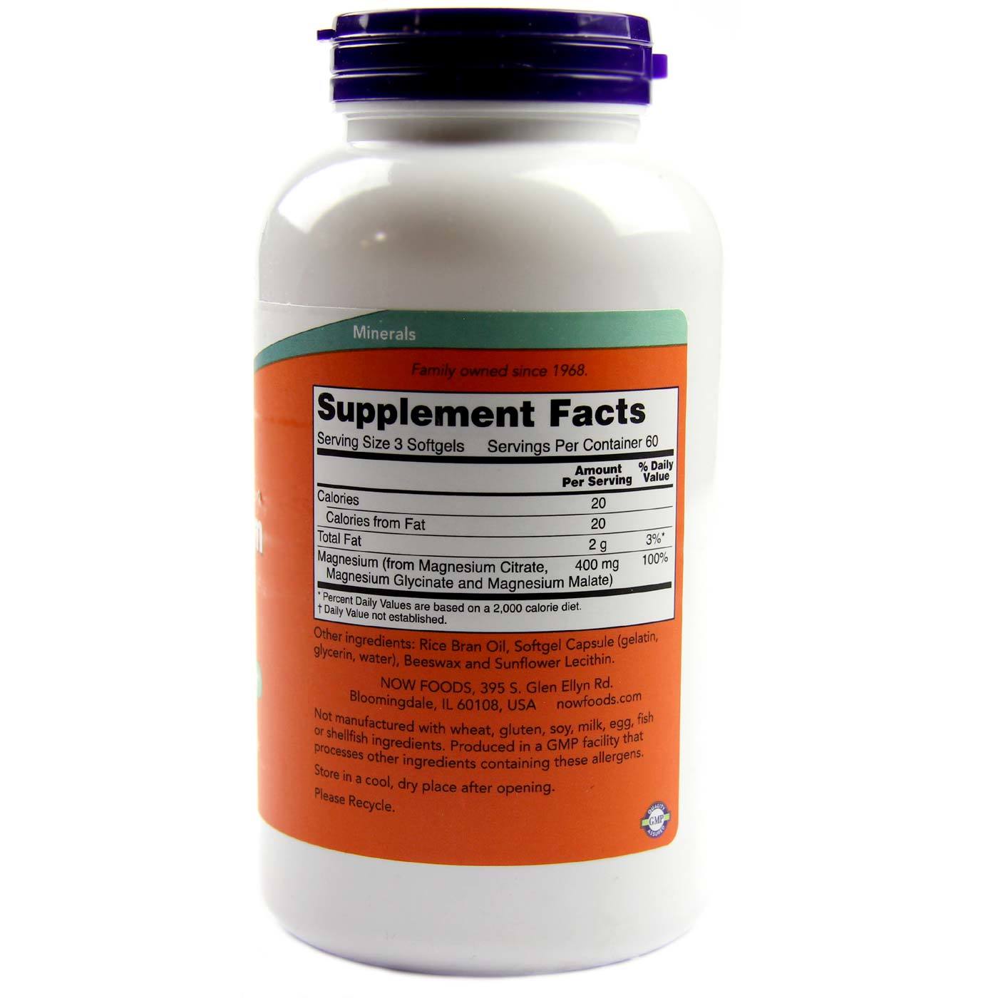 Now Foods, Citrato de Magnésio - 180 Cápsulas em Gel - Imagem 2