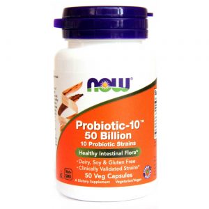 Probiótico-10 50 bilhões Now Foods 50 Cápsulas Vegetarianas
