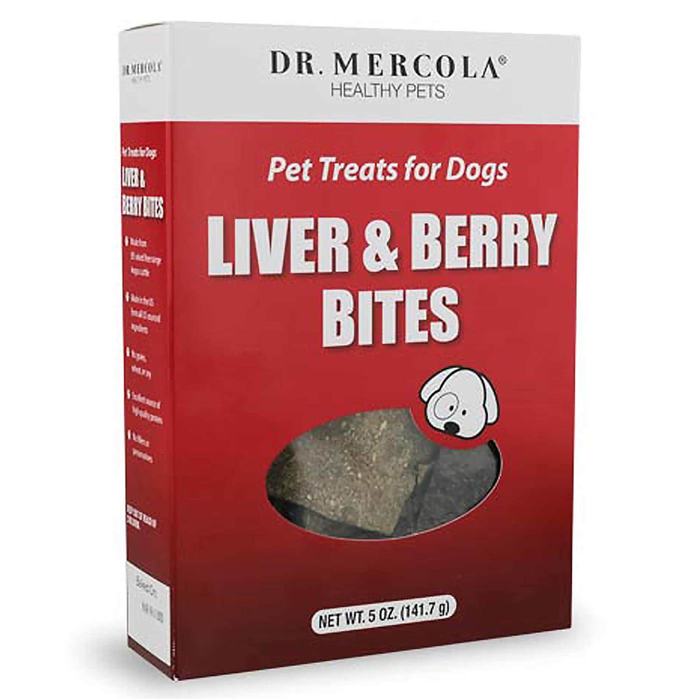 Dr. Mercola, Mordidas de figado e frutos - Petiscos para cães - 141,7g