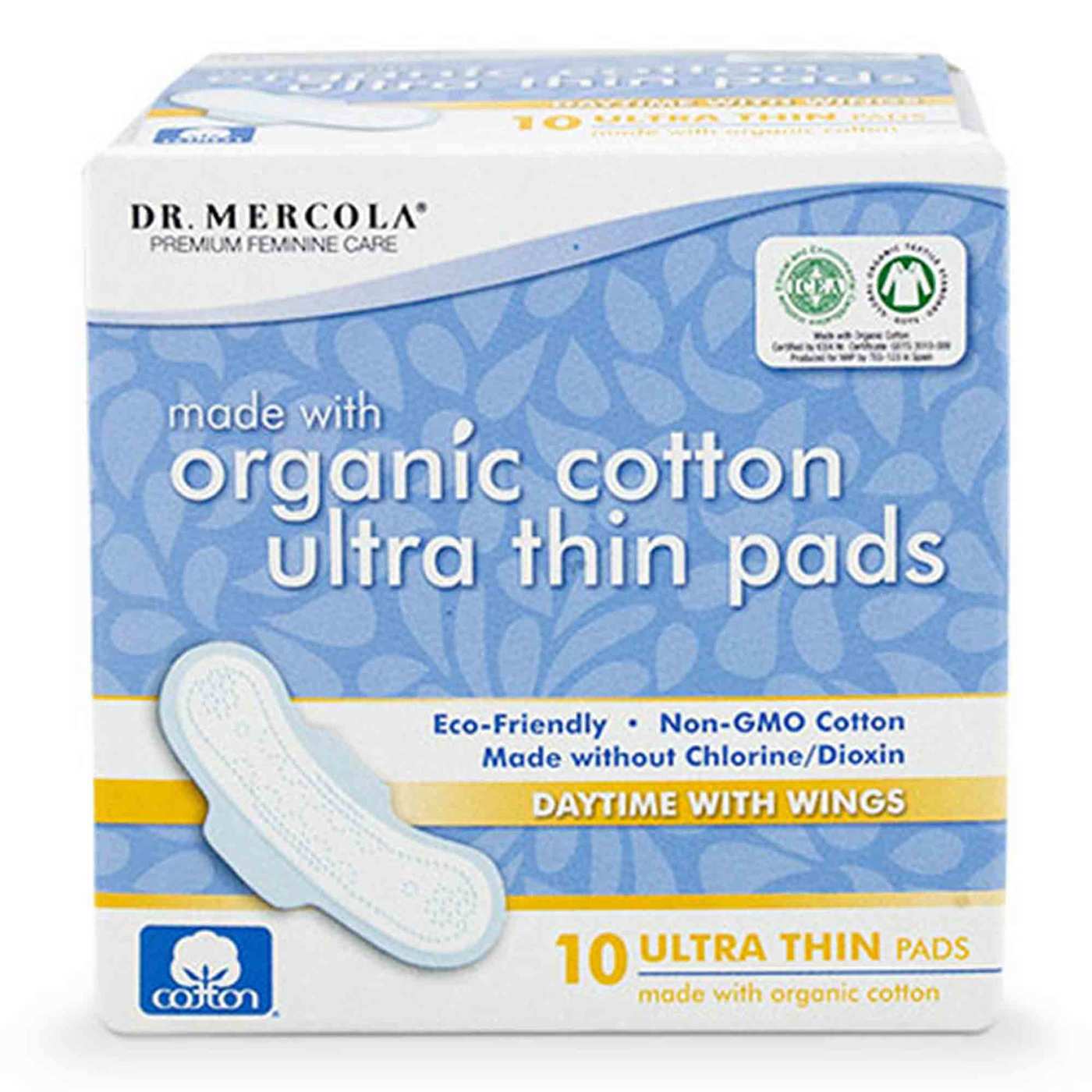 Dr. Mercola Ultra Thin Pads with Organic Cotton - Daytime with Wings 10 pads