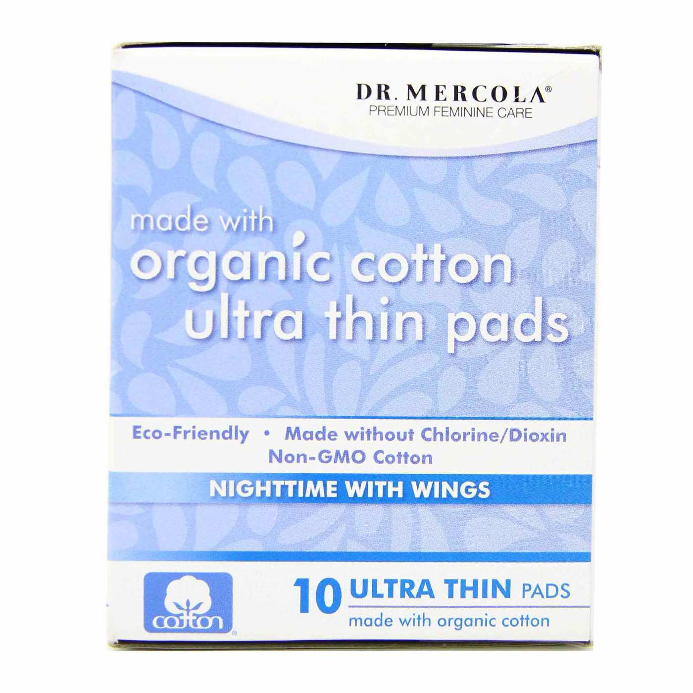Dr. Mercola Ultra Thin Pads with Organic Cotton - Nighttime with Wings 10 pads - Imagem 4