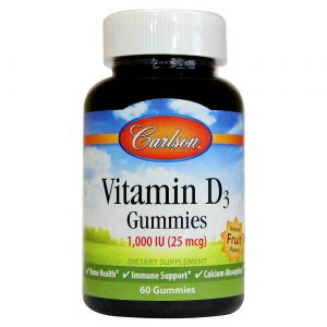 Carlson Labs, Vitamin D3 1000 IU, Sabor Natural de Frutas - 60 Gomas