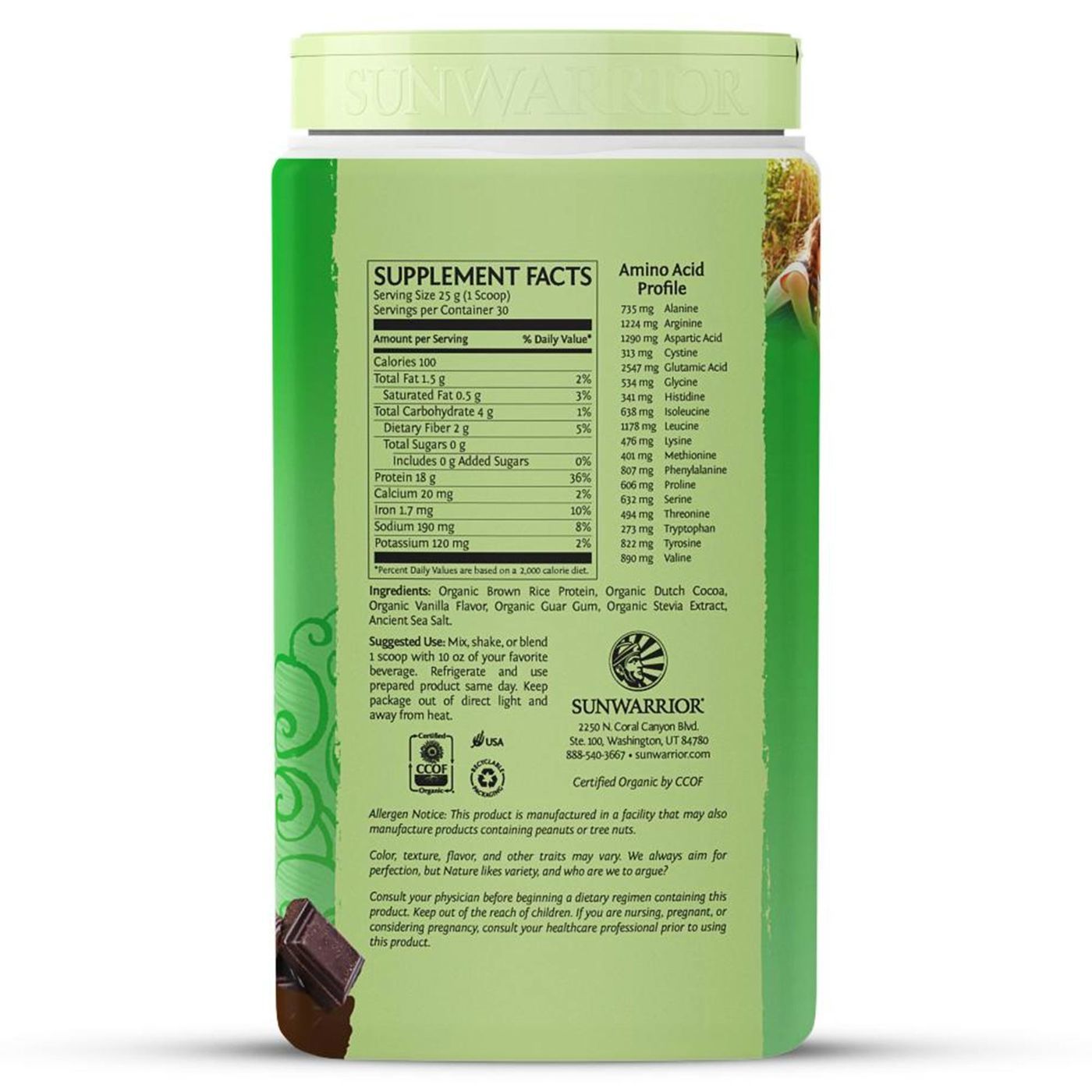 Sunwarrior Proteína Clássica - Chocolate - 1.65 lbs (750 g) - Imagem 2