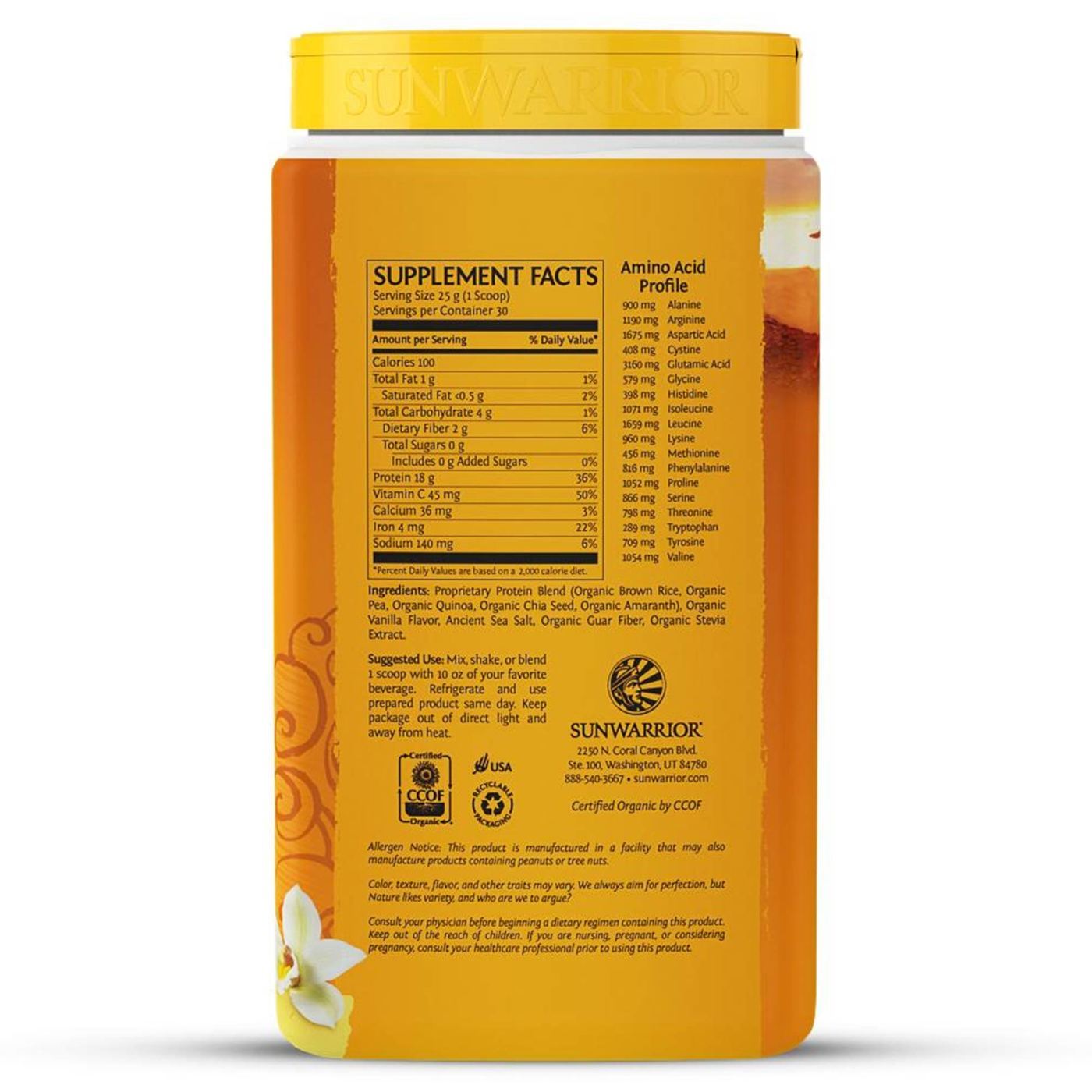 Sunwarrior Proteína Clássica Plus - Baunilha - 750 g (1.65 lb) - Imagem 2
