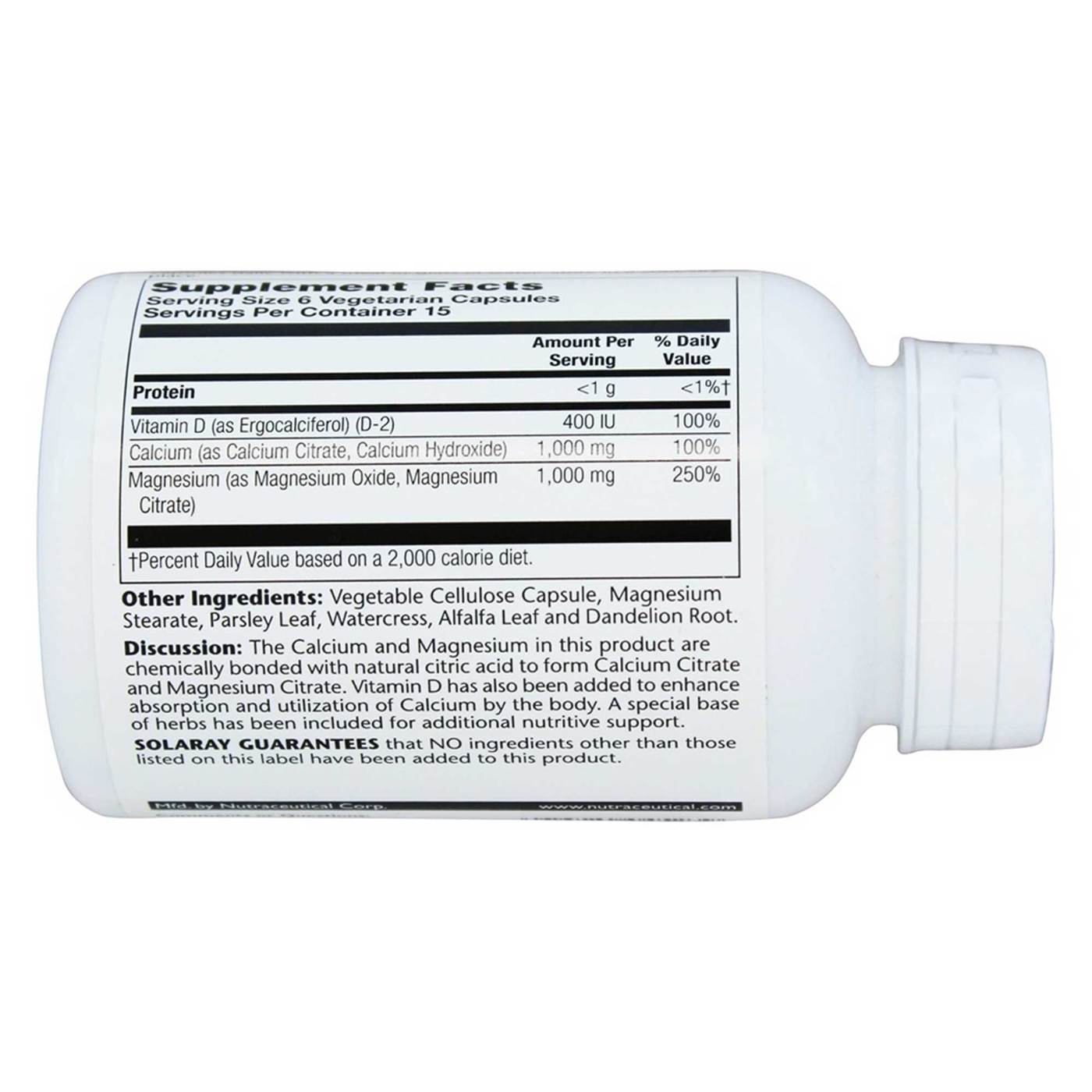 Solaray Cal-Mag Citrato de 1:1 com Vitamina D 90 Cápsulas Vegetarianas - Imagem 3