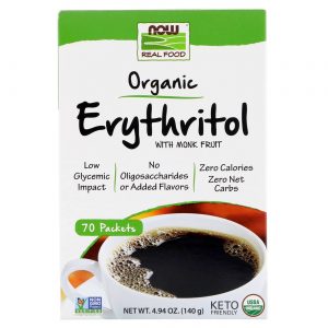 Now Foods Eritritol Orgânico com Fruta Monge - 70 Pacotes