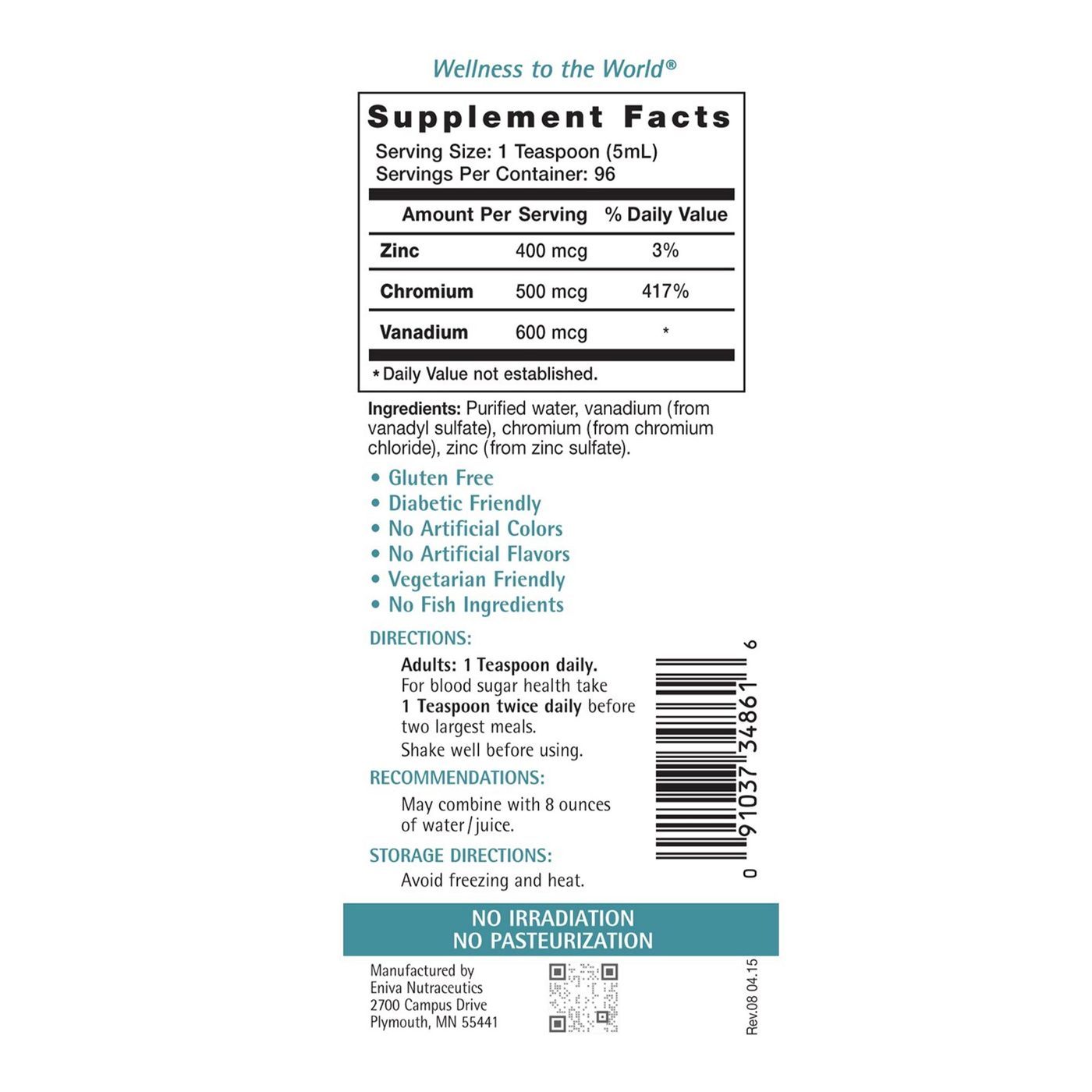 Eniva VanChroZin Minerals Liquid Concentrate - 16 fl oz (480 ml) - Imagem 2