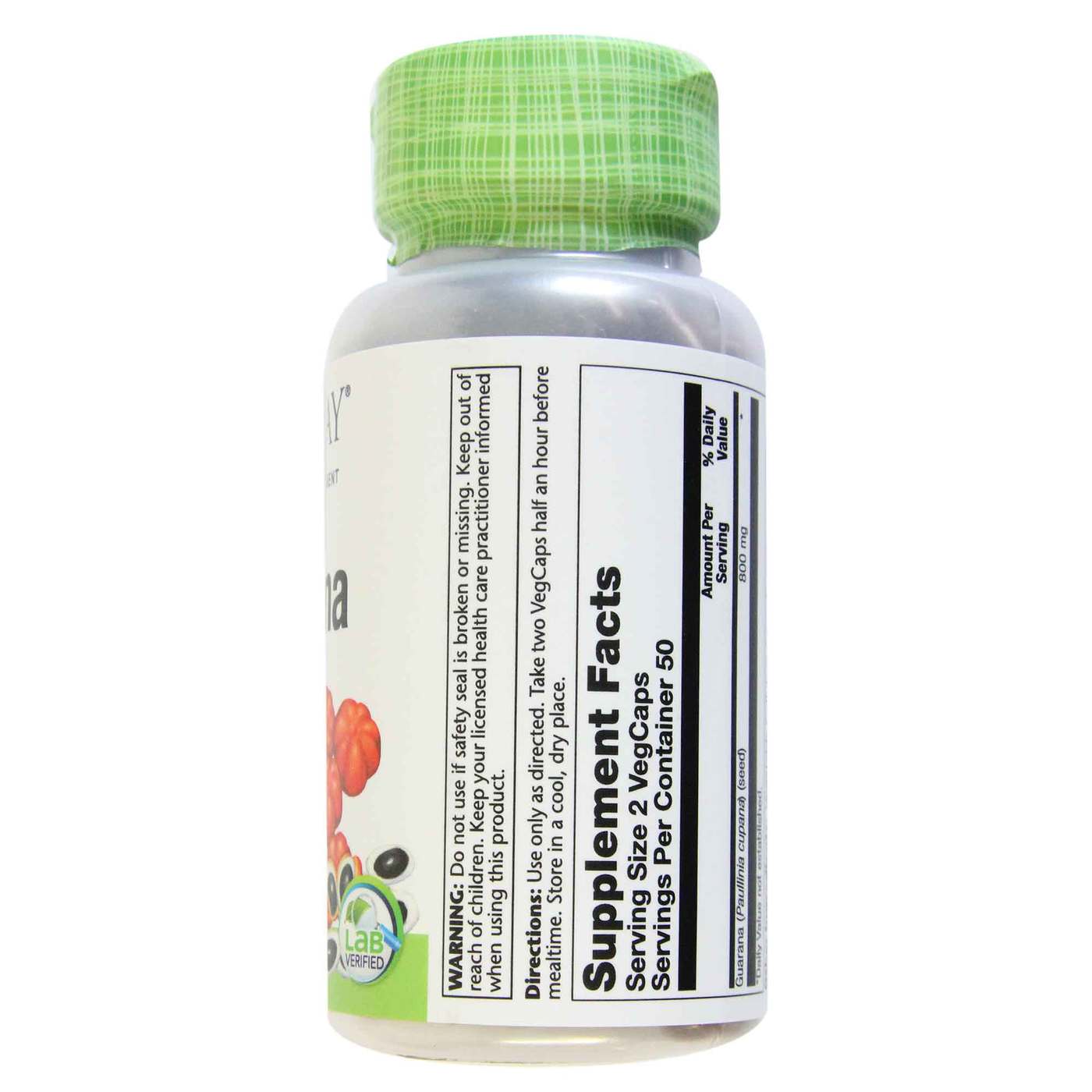 Solaray, Guaraná - 100 Cápsulas - Imagem 2