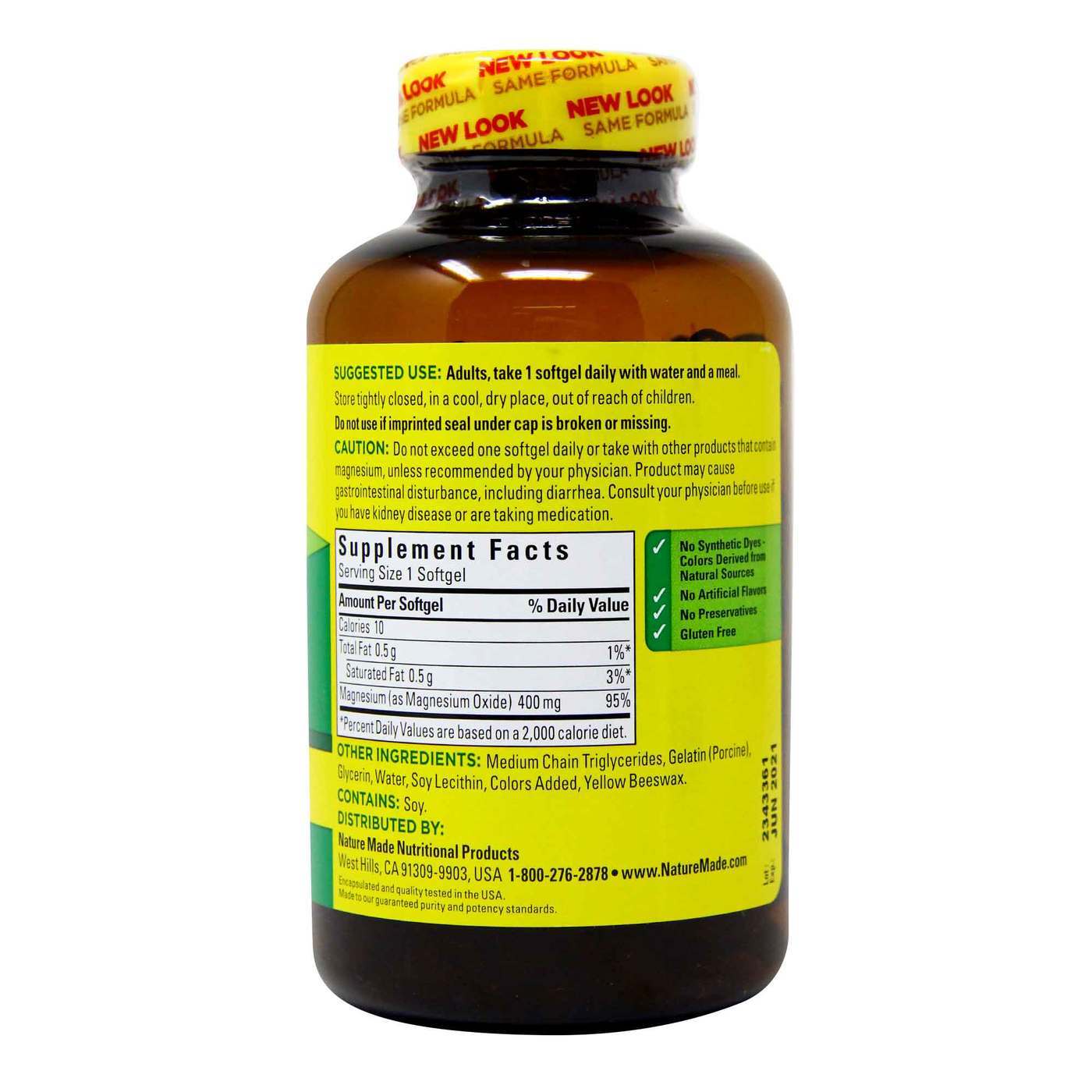 Nature Made Extra Strength Magnesium 400 mg - 180 Softgels - Imagem 2