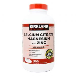 Kirkland Signature, Citrato de Cálcio, Magnésio e Zinco - 500 Tabletes