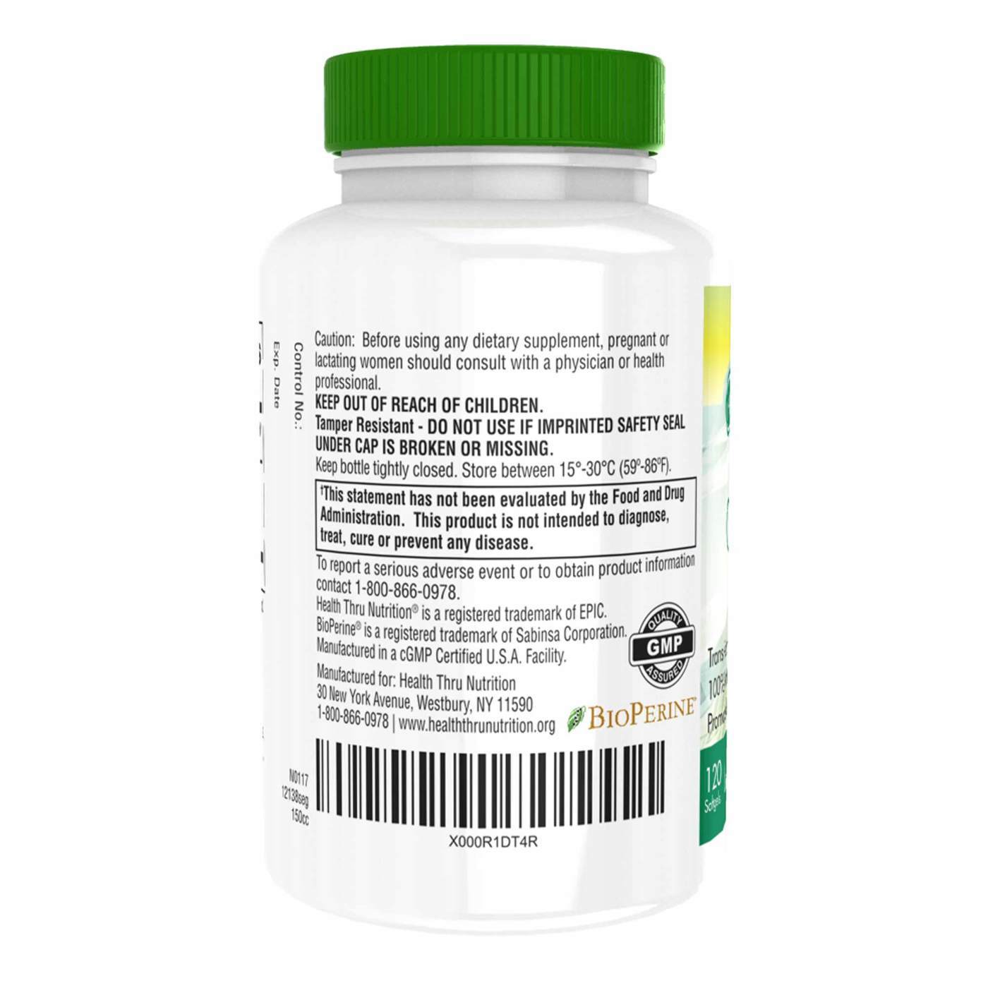 Health Thru Nutrition CoQ10 100mg with Bioperine - 120 Softgels - Imagem 2