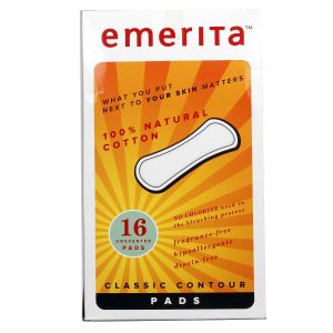Emerita Natural Cotton clássico contorno Pads 16 pads