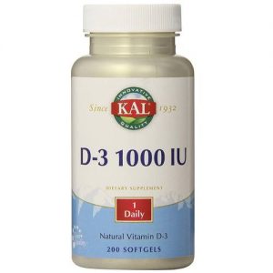 Kal, D3 1000 IU - 200 Cápsulas em Gel