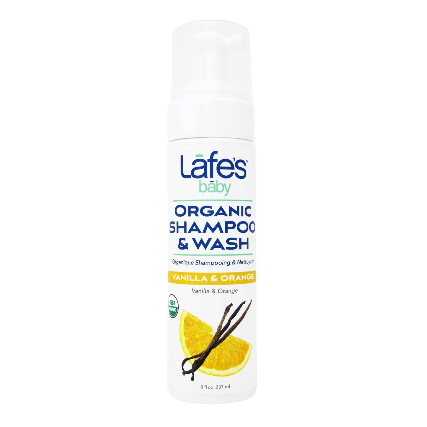 Lafe's Natural Body Care Organic Baby Kids Shampoo and Wash Vanilla Orange - 8 fl oz (237 ml)