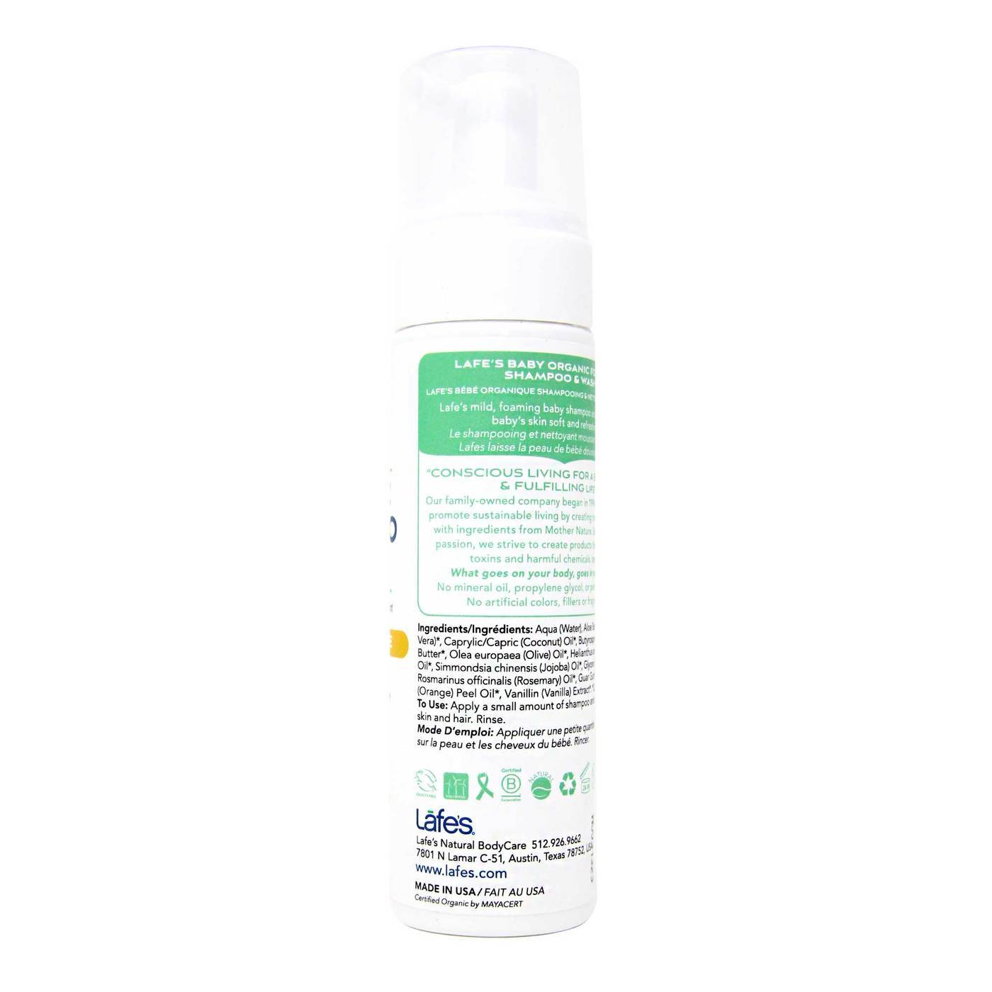 Lafe's Natural Body Care Organic Baby Kids Shampoo and Wash Vanilla Orange - 8 fl oz (237 ml) - Imagem 2