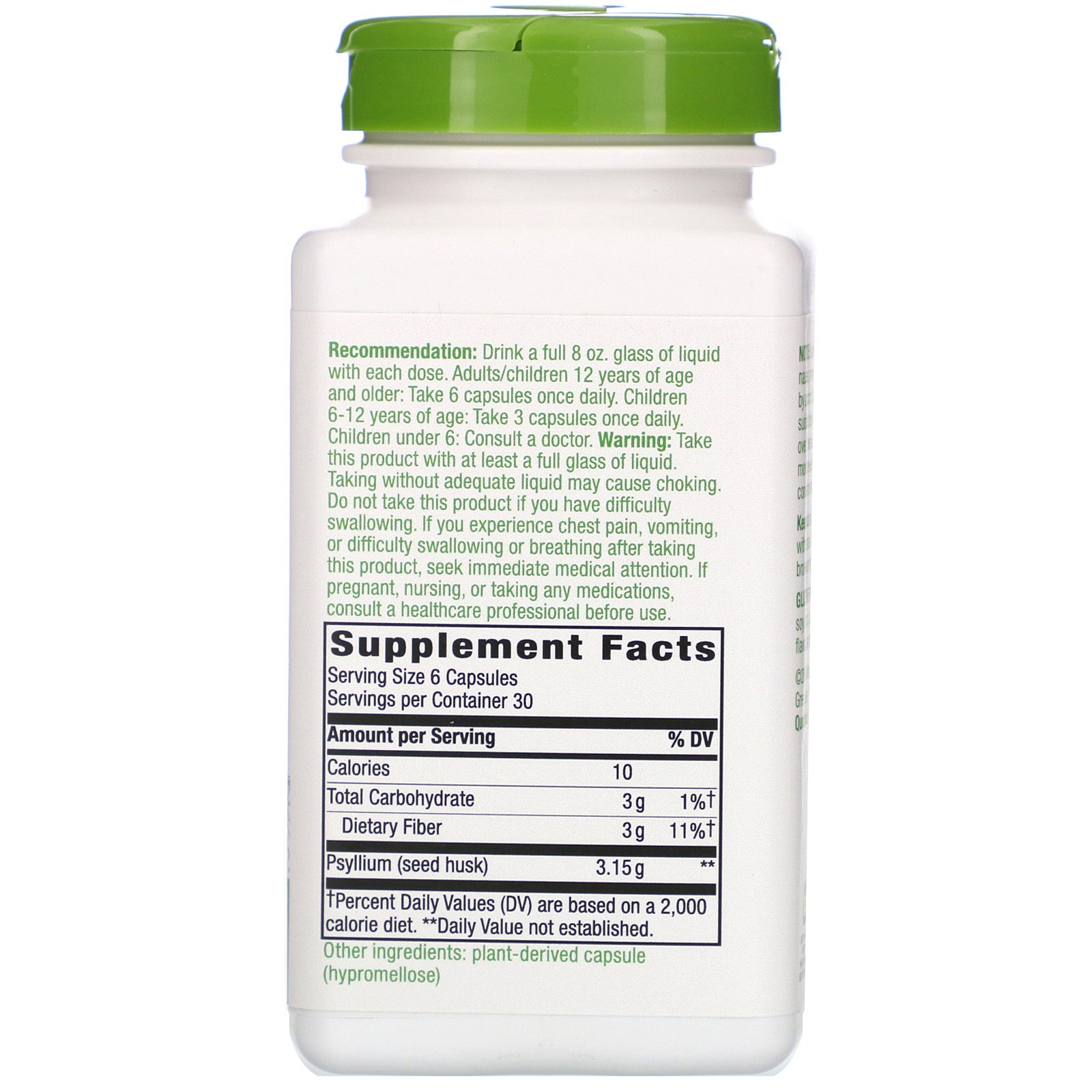 Nature's Way, Casca de psyllium, 525 mg, 180 Cápsulas Vegetais - Imagem 2