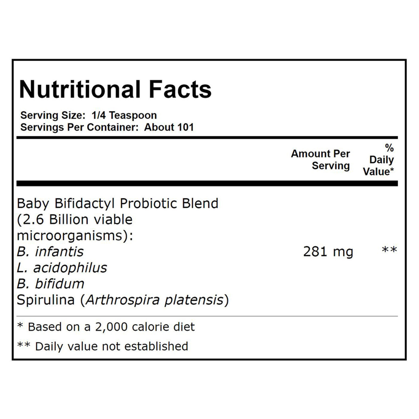 Kal Bebê Bifidactyl Unflavored 2,5 onças - Imagem 2