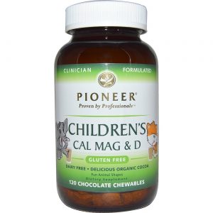 Pioneer, Cálcio/Magnésio e D Infantil, Sabor Chocolate - 120 Pastilhas Mastigáveis