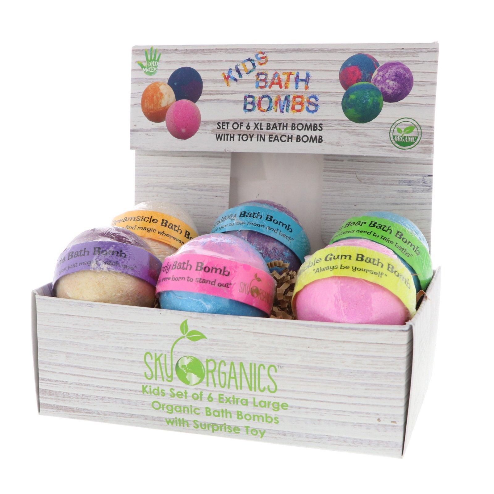 Sky Organics, Bombas de Banho Infantis com Brinquedos Surpresa, 6 Bombas de Banho