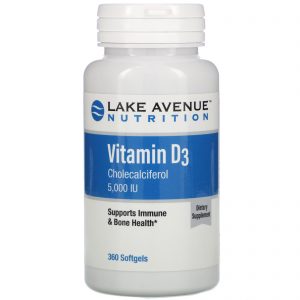 Lake Avenue Nutrition, Vitamina D3, 5.000 UI, 360 cápsulas Softgel.