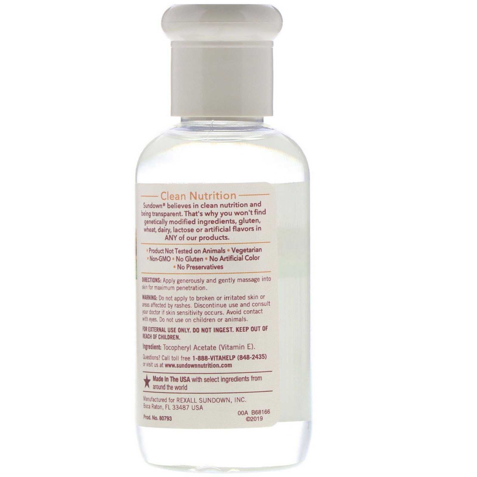 Sundown Naturals, Óleo com Vitamina E, 70.000 UI, 75 ml (2,5 fl oz) - Imagem 2