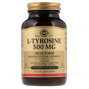 Solgar, L-Tirosina, 500 mg, 100 Cápsulas Vegetais