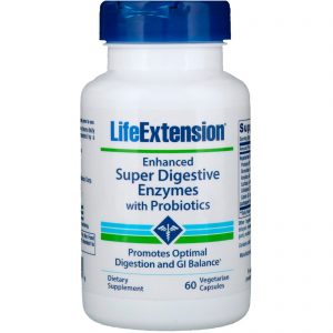 Life Extension, Enzimas Super Digestivas Aprimoradas com Probióticos, 60 Cápsulas Vegetais