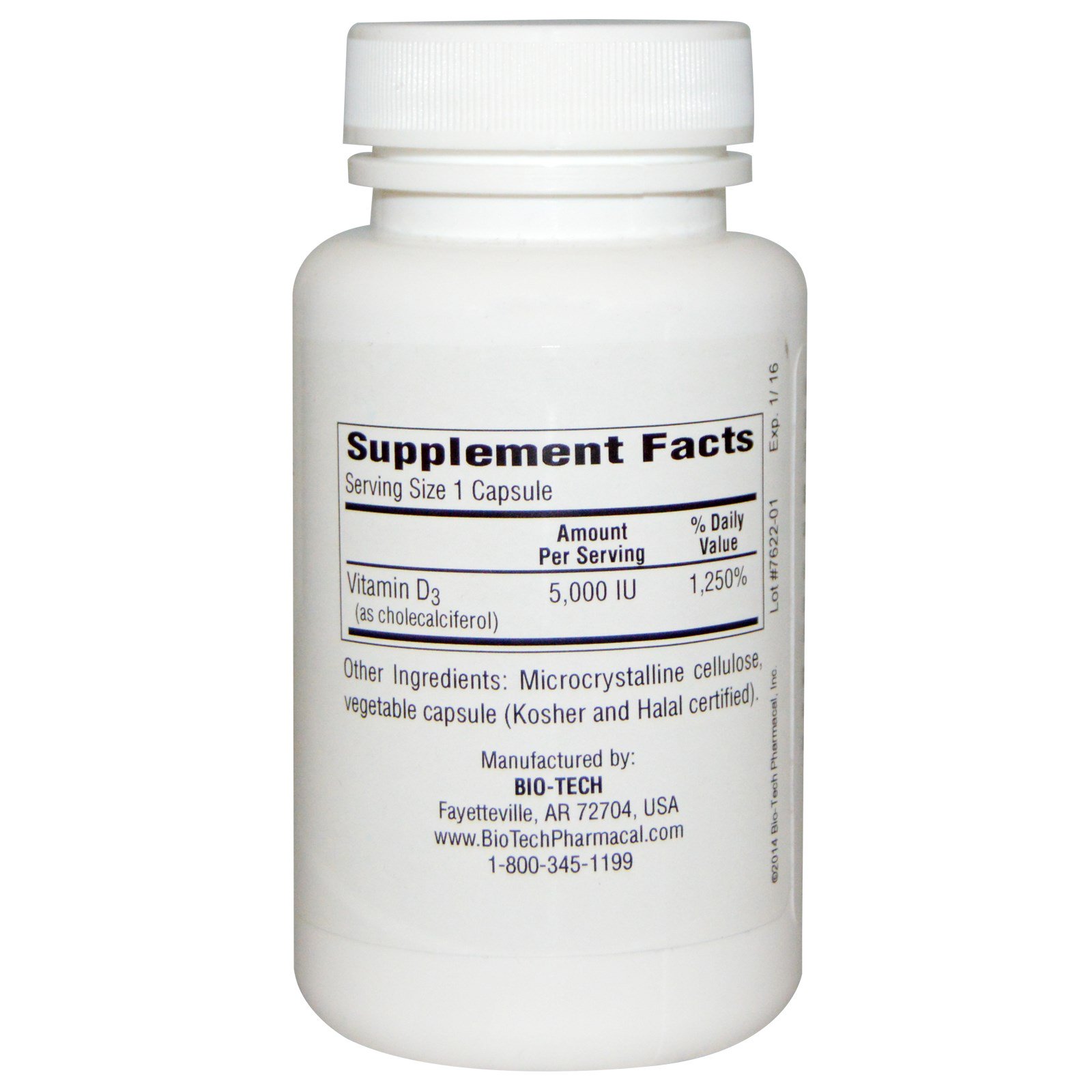 Bio Tech Pharmacal, D3-5 Cholecalciferol, 250 Capsules - Imagem 2