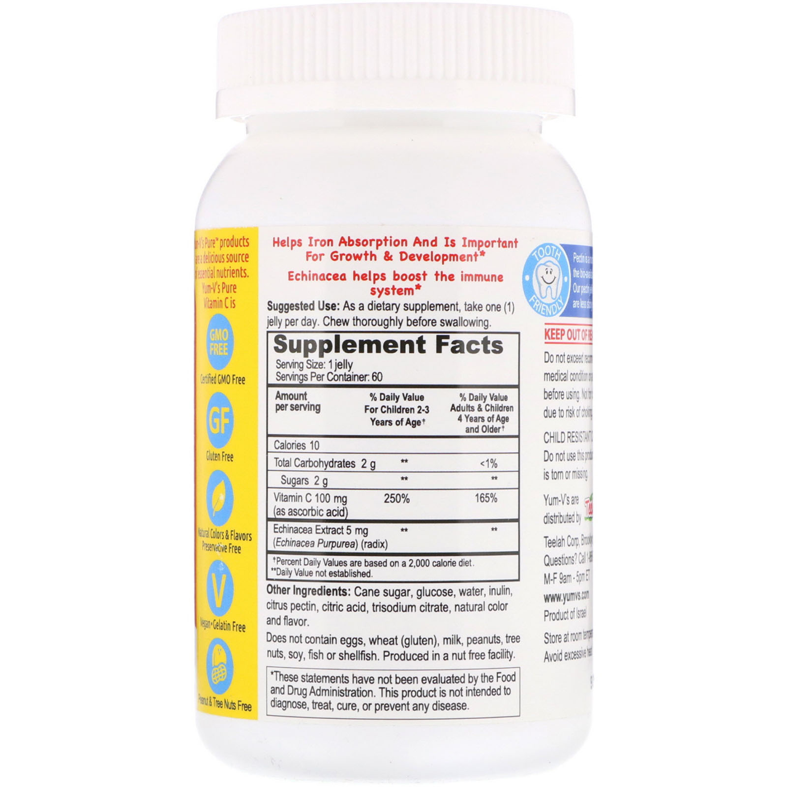 YumV's, Vitamin C with Echinacea, Delicious Orange Flavor, 60 Jelly Bears - Imagem 2