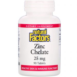 Natural Factors, Quelato de Zinco, 25 mg, 90 tabletes