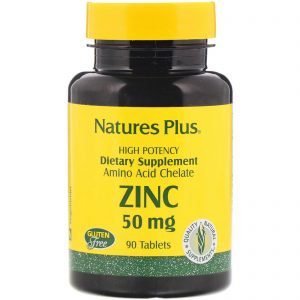 Nature's Plus, Zinco, 50 mg, 90 Comprimidos