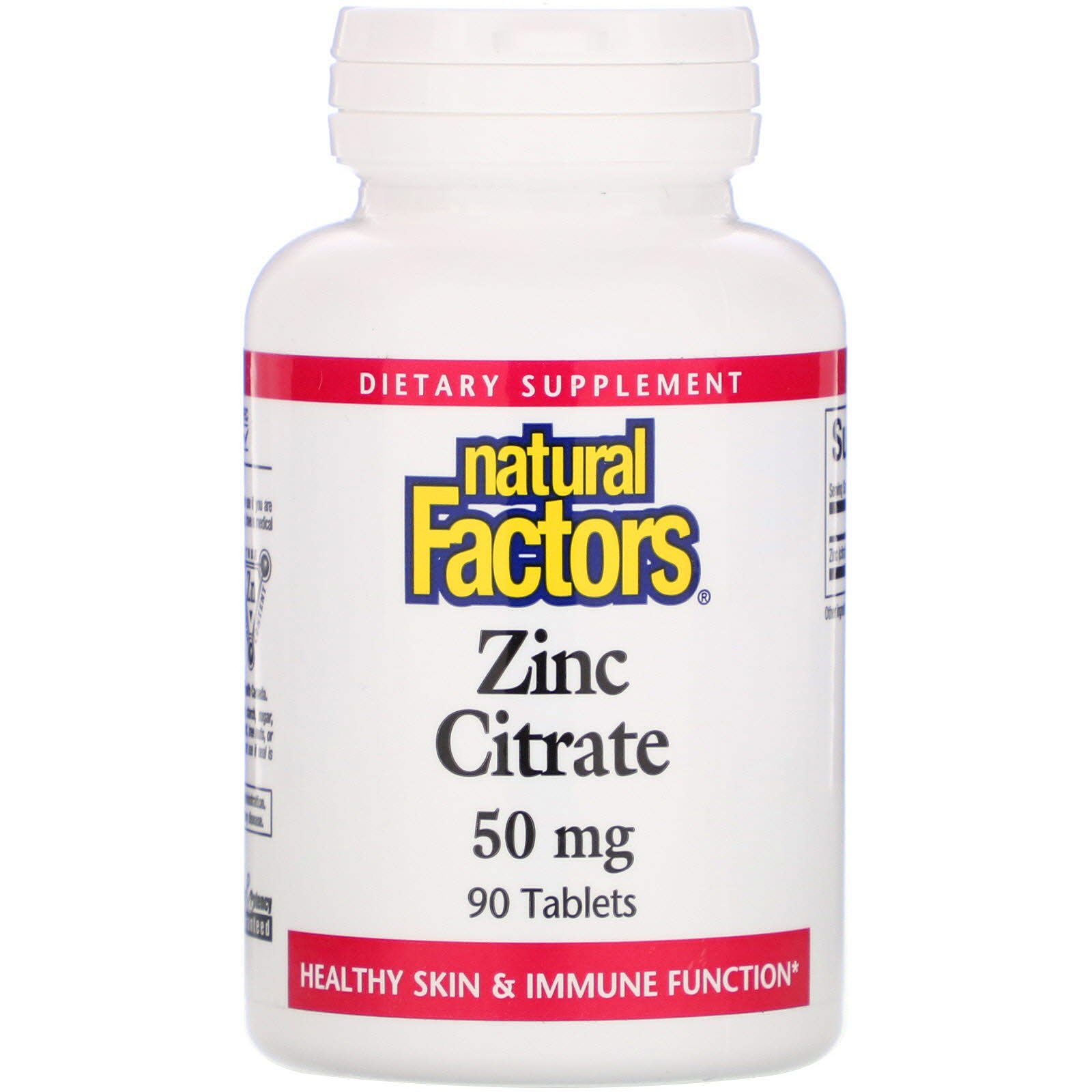 Natural Factors, citrato de zinco, 50 mg, 90 Comprimidos