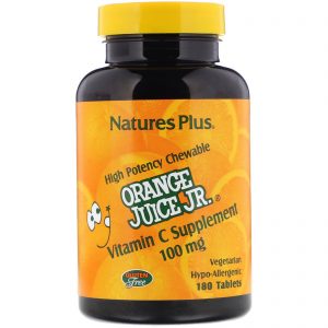 Nature's Plus, Suco de Laranja Jr, Suplemento de Vitamina C, 100 mg, 180 Comprimidos