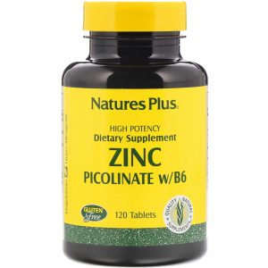 Nature's Plus, Picolinato de Zinco c/B6, 120 Comprimidos