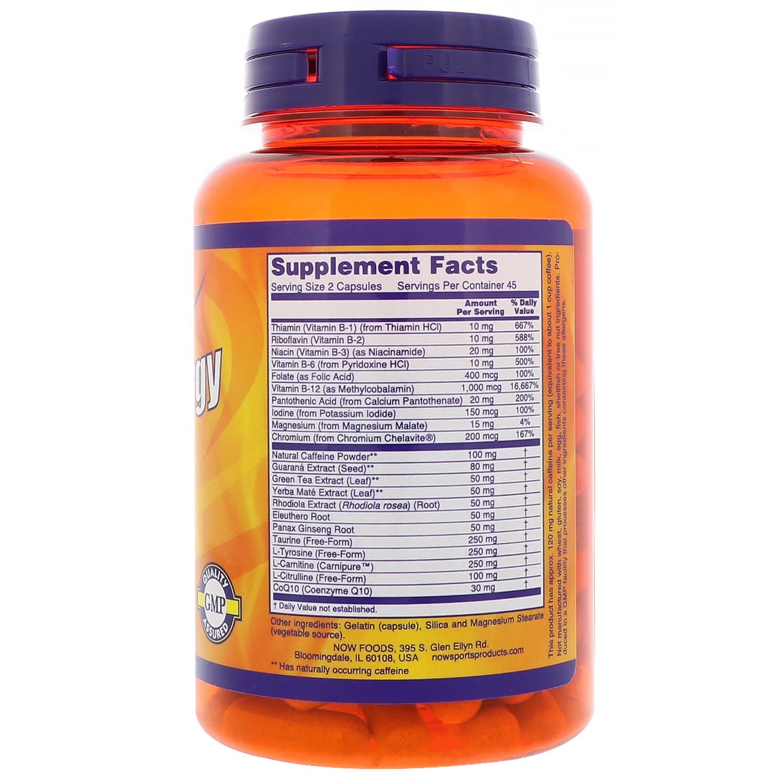 Now Foods, Sports Energy Extreme, 90 Cápsulas - Imagem 2