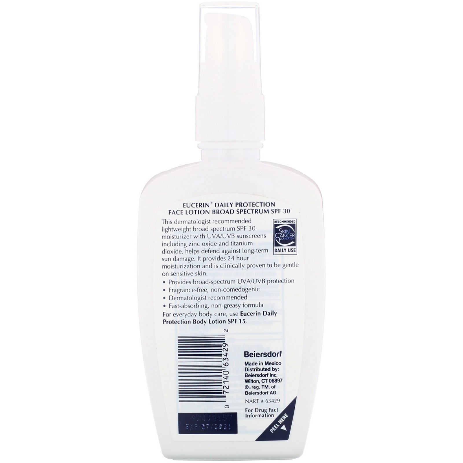 Eucerin, Loção Facial Hidratante de Proteção Diária, Protetor Solar FPS 30, Sem Cheiro, 4 fl oz (118 g) - Imagem 2