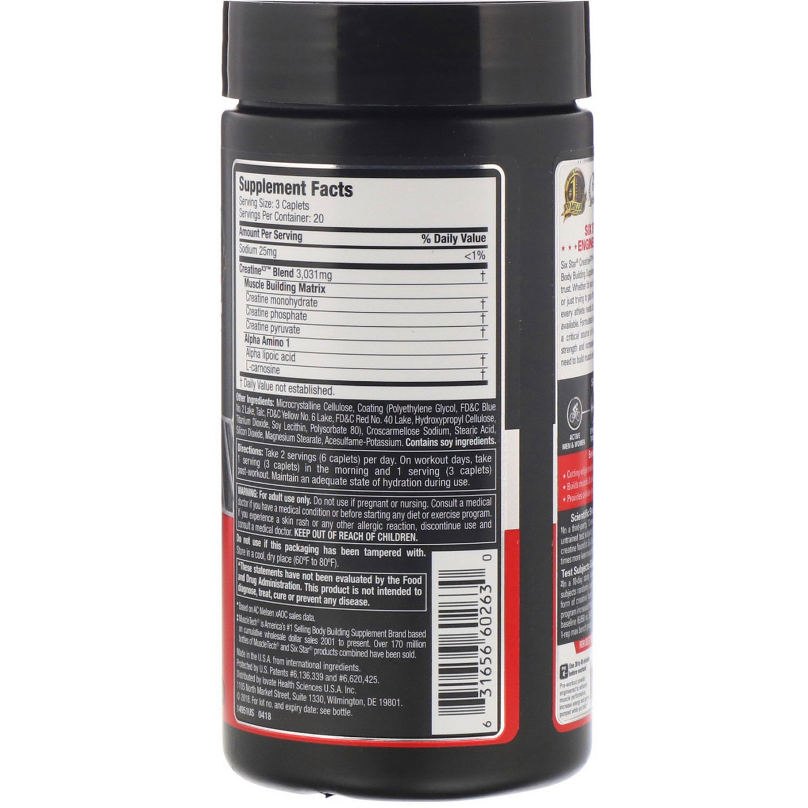 Six Star, Elite Series, Creatine X3, 60 Caplets - Imagem 2