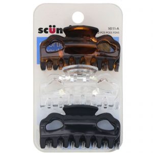 Scunci, Piranha para cabelos Effortless Beauty, cores variadas, 3 peças