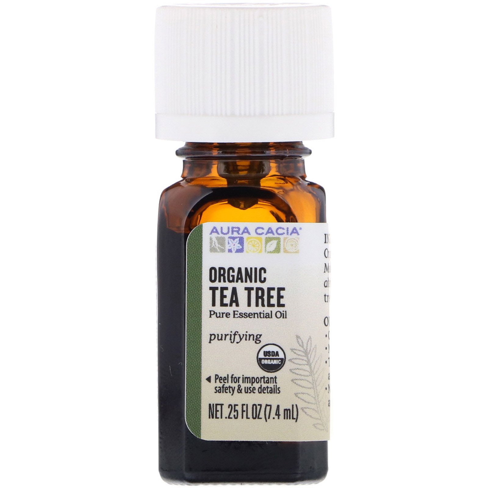 Aura Cacia, Óleo de Melaleuca Orgânico, 0,25 fl oz (7,4 ml)