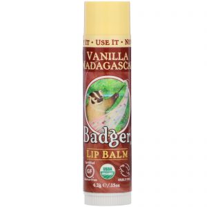 Badger Company, Balm para os Lábios Orgânico, Baunilha de Madagascar, 0,15 oz (4,2 g)