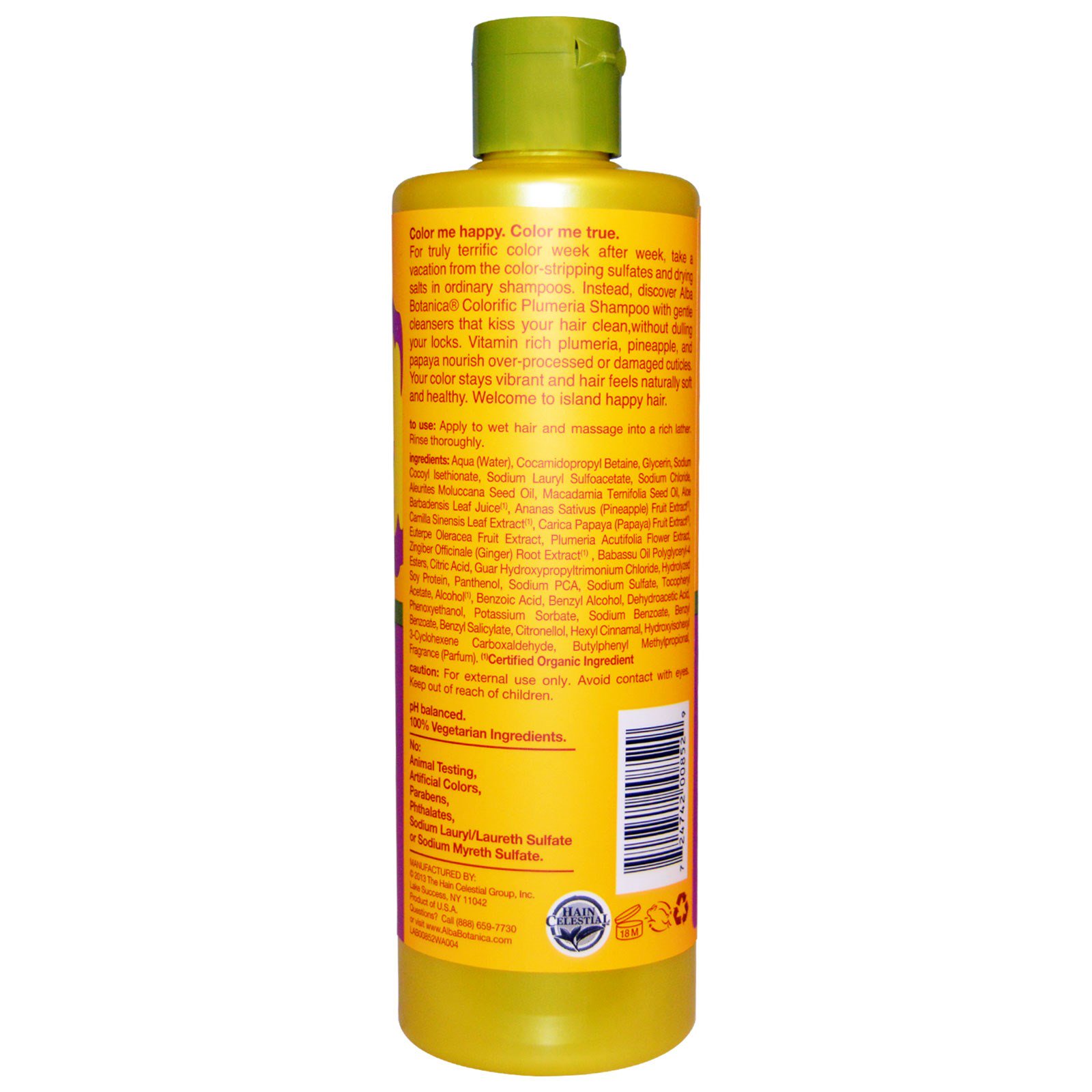 Alba Botanica, Shampoo Havaiano, Plumeria Colorida, 12 fl oz (355ml) - Imagem 2