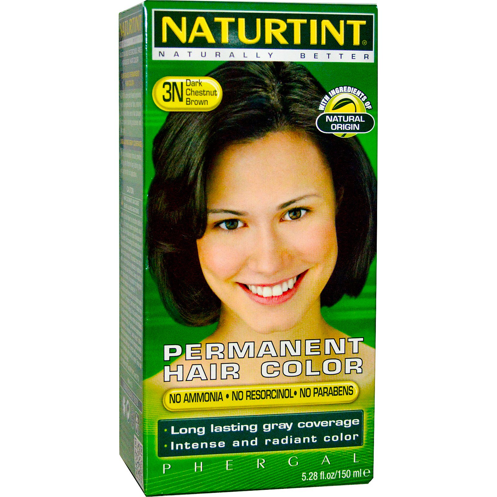 Naturtint, Gel colorador de cabelo permanente, 3N, castanho escuro, 5,28 fl oz (150 ml)
