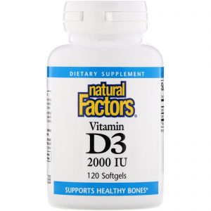 Natural Factors, Vitamina D3, 2,000 IU, 120 Cápsulas Gelatinosas