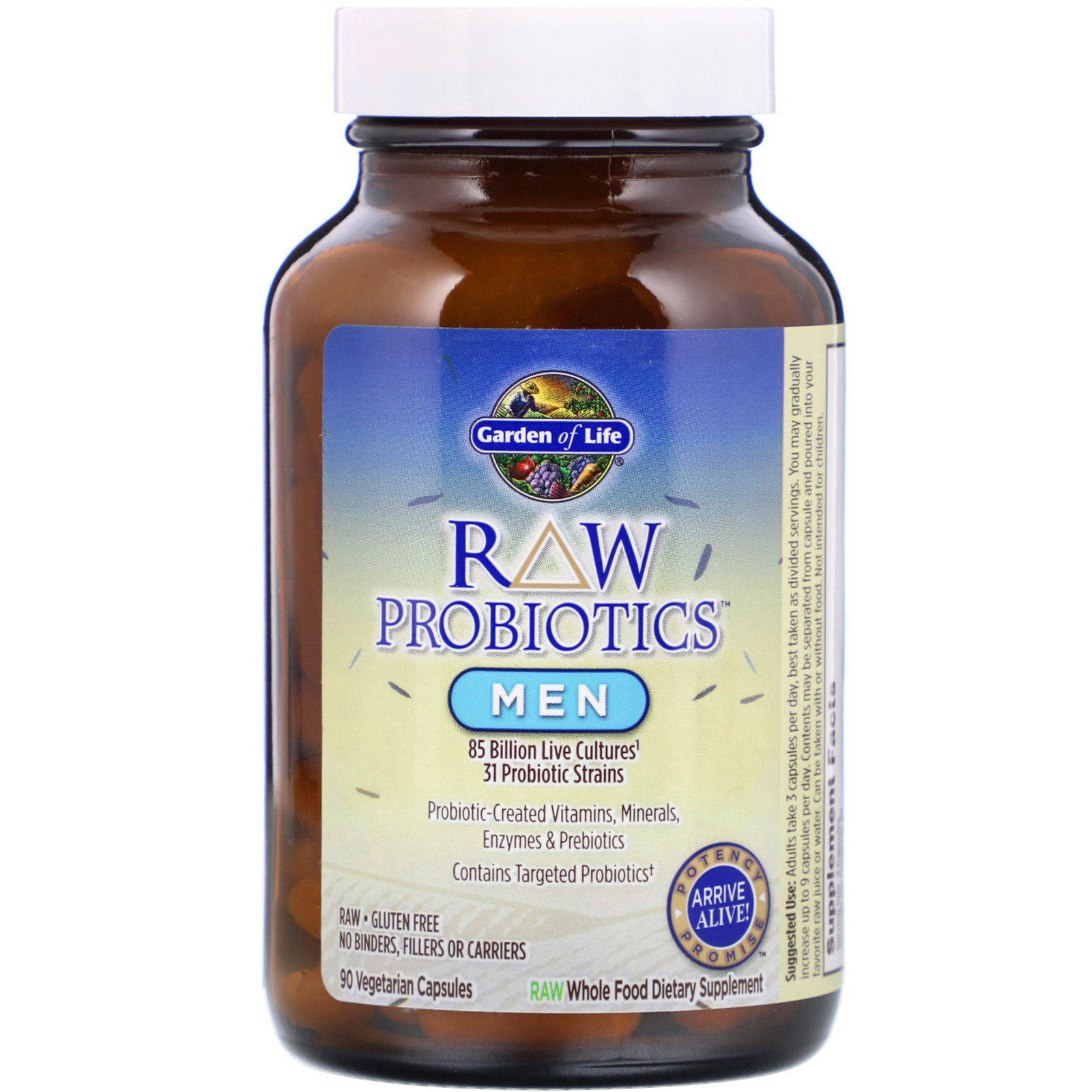 Garden of Life, RAW Probiotics, Men, 85 Bilhões de Culturas Vivas, 90 Cápsulas Vegetais - Imagem 3