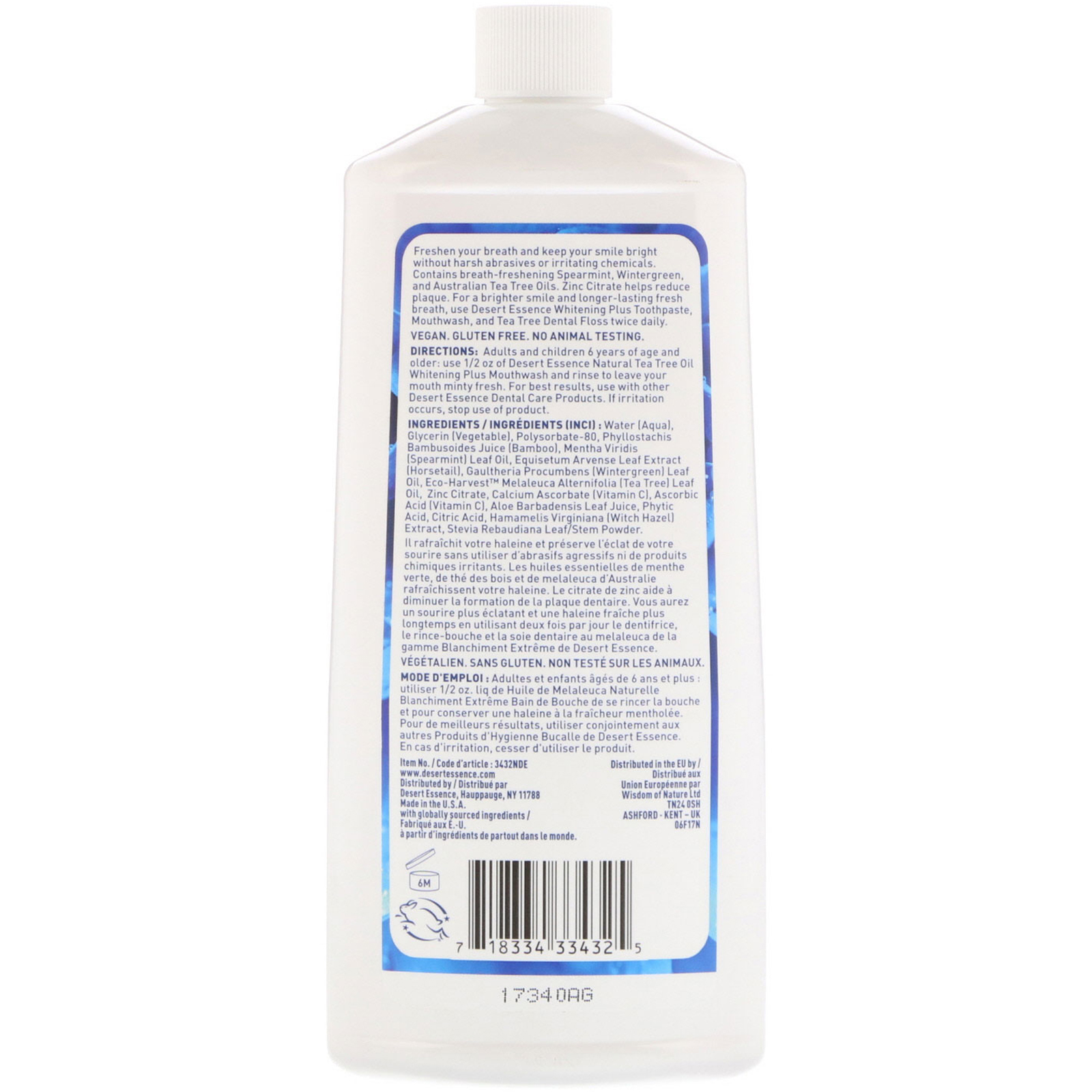 Desert Essence, Enxaguante Whitening Plus, Menta Fresca, 16 fl oz (480 ml) - Imagem 2