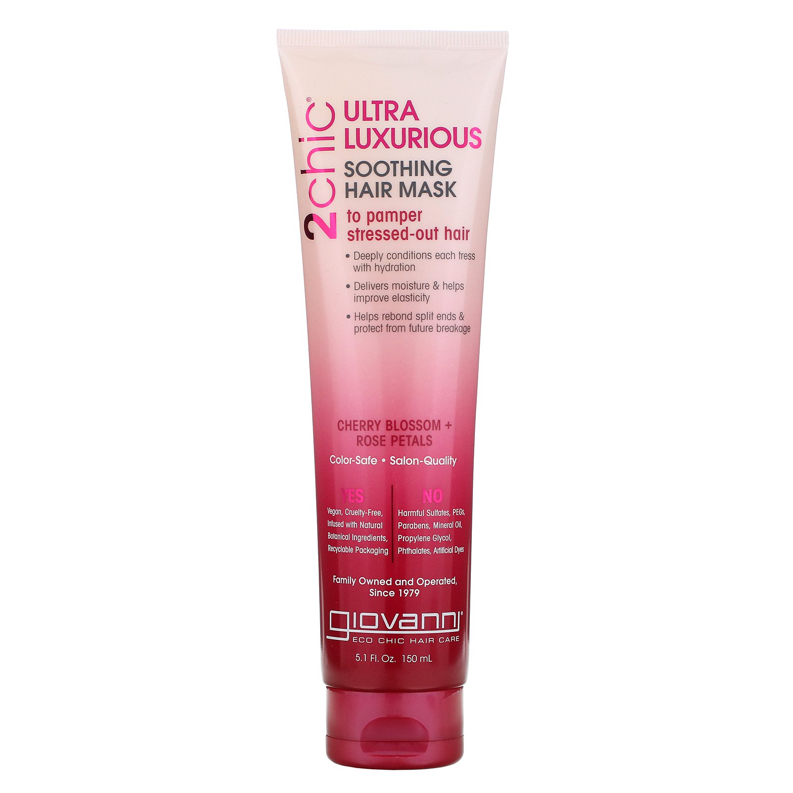 Giovanni, 2chic, Máscara Capilar Relaxante Ultraluxuosa, Flor de Cerejeira e Pétalas de Rosa, 150 ml (5,1 fl oz)